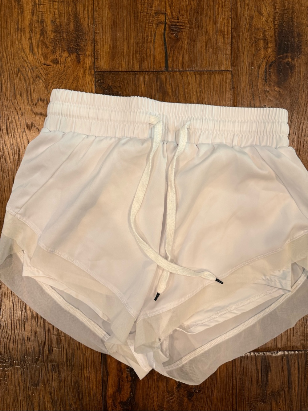 Varsity White Layered Athletic Drawstring Shorts